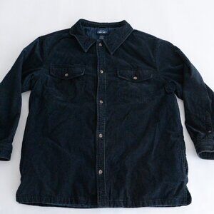 Vintage Cherokee Navy Corduroy Quilt Lined Button Up Shacket Size XL